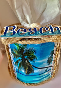 Tropical Beach Paradise Bamboo Tissue Dispenser